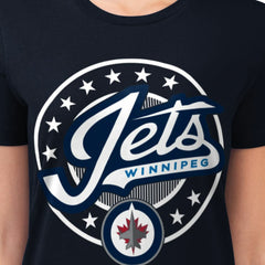 Winnipeg Jets G-III 4Her by Carl Banks Women's Super-Slim Lightweight Pinstripe Circle Graphic T-Shirt - Navy | US 203505354