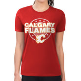 Calgary Flames G-III 4Her by Carl Banks Women's Super-Slim Lightweight Pinstripe Circle Graphic T-Shirt - Red | US 203505355