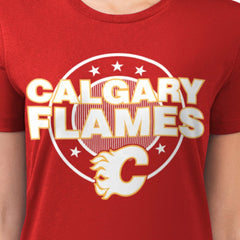 Calgary Flames G-III 4Her by Carl Banks Women's Super-Slim Lightweight Pinstripe Circle Graphic T-Shirt - Red | US 203505355
