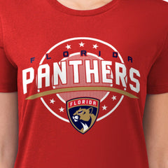 Florida Panthers G-III 4Her by Carl Banks Women's Super-Slim Lightweight Pinstripe Circle Graphic T-Shirt - Red | US 203505359
