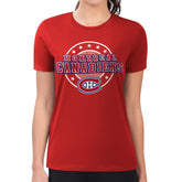 Montreal Canadiens G-III 4Her by Carl Banks Women's Super-Slim Lightweight Pinstripe Circle Graphic T-Shirt - Red | US 203505360