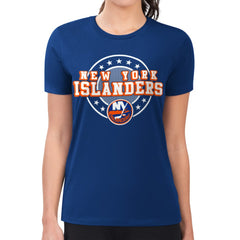 New York Islanders G-III 4Her by Carl Banks Women's Super-Slim Lightweight Pinstripe Circle Graphic T-Shirt - Royal | US 203505365