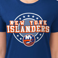 New York Islanders G-III 4Her by Carl Banks Women's Super-Slim Lightweight Pinstripe Circle Graphic T-Shirt - Royal | US 203505365