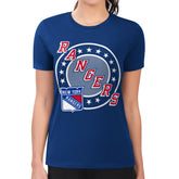 New York Rangers G-III 4Her by Carl Banks Women's Super-Slim Lightweight Pinstripe Circle Graphic T-Shirt - Royal | US 203505366