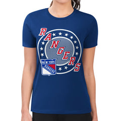 New York Rangers G-III 4Her by Carl Banks Women's Super-Slim Lightweight Pinstripe Circle Graphic T-Shirt - Royal | US 203505366