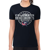 Columbus Blue Jackets G-III 4Her by Carl Banks Women's Super-Slim Lightweight Pinstripe Circle Graphic T-Shirt - Navy | US 203505371