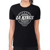 Los Angeles Kings G-III 4Her by Carl Banks Women's Super-Slim Lightweight Pinstripe Circle Graphic T-Shirt - Black | US 203505376