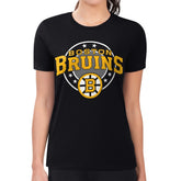 Boston Bruins G-III 4Her by Carl Banks Women's Super-Slim Lightweight Pinstripe Circle Graphic T-Shirt - Black | US 203505380