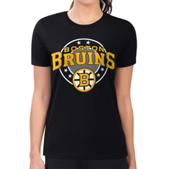 Boston Bruins G-III 4Her by Carl Banks Women's Super-Slim Lightweight Pinstripe Circle Graphic T-Shirt - Black | US 203505380