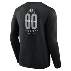 Brooklyn Nets Center Court Name & Number Custom Long Sleeve T-Shirt Black