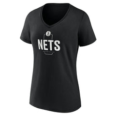Brooklyn Nets Women's Center Court Name & Number Custom V-Neck T-Shirt Black