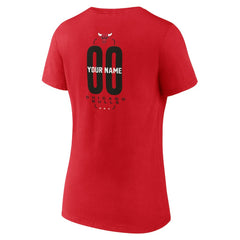 Chicago Bulls Women's Center Court Name & Number Custom V-Neck T-Shirt Red
