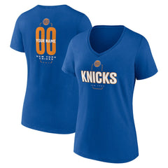 New York Knicks Women's Center Court Name & Number Custom V-Neck T-Shirt Blue outlet