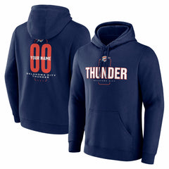 Oklahoma City Thunder Center Court Name & Number Custom Hoodie Navy