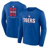 Philadelphia 76ers Center Court Name & Number Custom Long Sleeve T-Shirt Royal