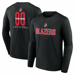 Portland Trail Blazers Center Court Name & Number Custom Long Sleeve T-Shirt Black
