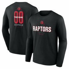 Toronto Raptors Center Court Name & Number Custom Long Sleeve T-Shirt Black