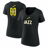 Utah Jazz Women's Center Court Name & Number Custom V-Neck T-Shirt Black outlet