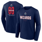Washington Wizards Center Court Name & Number Custom Long Sleeve T-Shirt Navy outlet