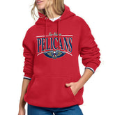 New Orleans Pelicans Starter Women's Arch Stripe Fleece Hoodie Red