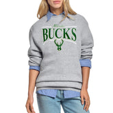 Milwaukee Bucks Starter Women's Arch Stripe Fleece Crewneck Sweatshirt Gray