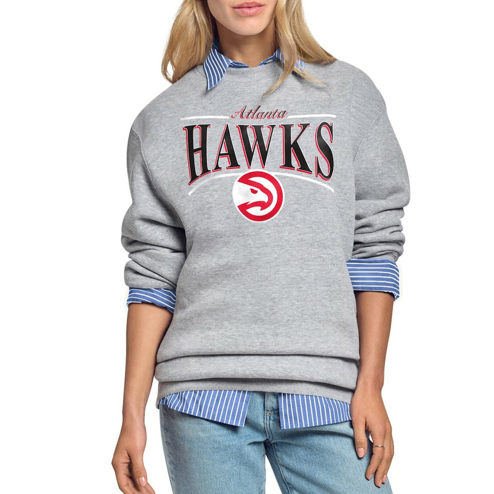 Atlanta Hawks Starter Women's Arch Stripe Fleece Crewneck Sweatshirt Gray outlet