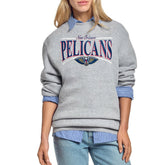 New Orleans Pelicans Starter Women's Arch Stripe Fleece Crewneck Sweatshirt Gray outlet