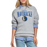 Dallas Mavericks Starter Women's Arch Stripe Fleece Crewneck Sweatshirt Gray