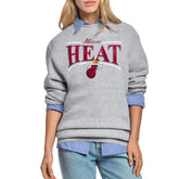 Miami Heat Starter Women's Arch Stripe Fleece Crewneck Sweatshirt Gray outlet
