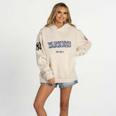 New York Yankees The Wild Collective Women's Oversized Cord Hoodie - Cream Hoodies