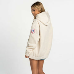 New York Yankees The Wild Collective Women's Oversized Cord Hoodie - Cream Hoodies