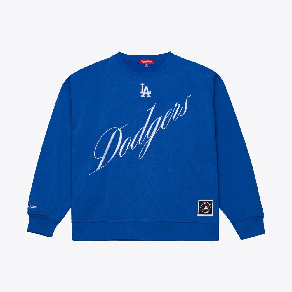 Los Angeles Dodgers Mitchell & Ness Women's Script Sweatshirt - Royal Sweatshirts