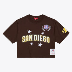 San Diego Padres Mitchell & Ness Women's Pep Rally Cropped Boxy T-Shirt - Brown T-shirts