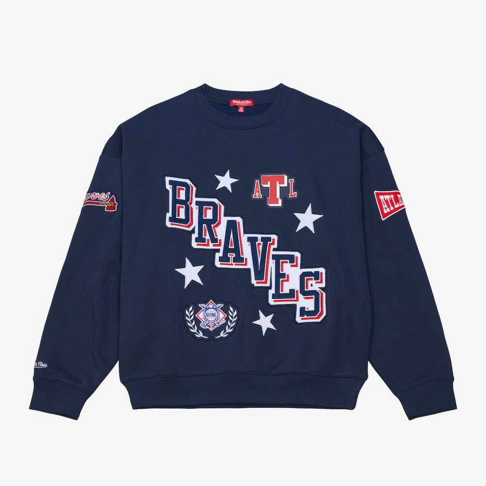 Atlanta Braves Mitchell & Ness Women's Pep Rally Sweatshirt - Navy Sweatshirts