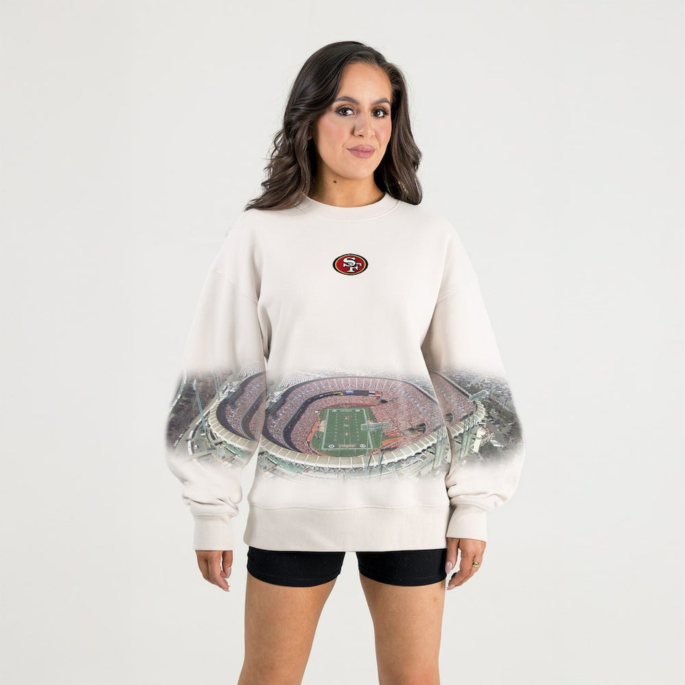 San Francisco 49ers Gameday Couture Women's Power Move Stadium Premium Drop Shoulder Sweatshirt - Natural Sweatshirts