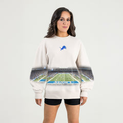 Detroit Lions Gameday Couture Women's Power Move Stadium Premium Drop Shoulder Sweatshirt - Natural Sweatshirts