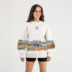 Pittsburgh Steelers Gameday Couture Women's Power Move Stadium Premium Drop Shoulder Sweatshirt - Natural Sweatshirts