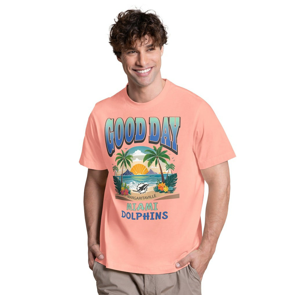 Miami Dolphins Margaritaville Good Day T-Shirt - Coral T-shirts