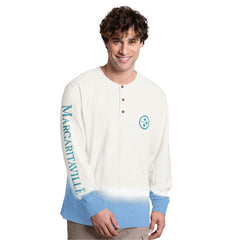 Pittsburgh Steelers Margaritaville Island Reserve Long Sleeve Slub Henley Shirt - White/Light Blue