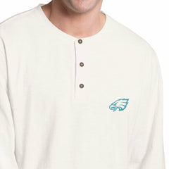 Philadelphia Eagles Margaritaville Island Reserve Long Sleeve Slub Henley Shirt - White/Light Blue