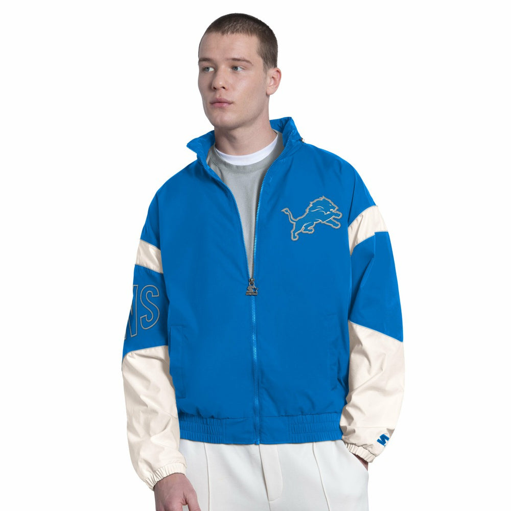 Detroit Lions Starter The Gust Full-Zip Hooded Jacket - Blue Jackets