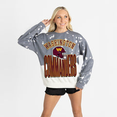 Washington Commanders Gameday Couture Women's Arch Rivals Faded Wash Sweatshirt - Gray Sweatshirts