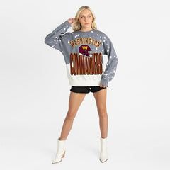 Washington Commanders Gameday Couture Women's Arch Rivals Faded Wash Sweatshirt - Gray Sweatshirts