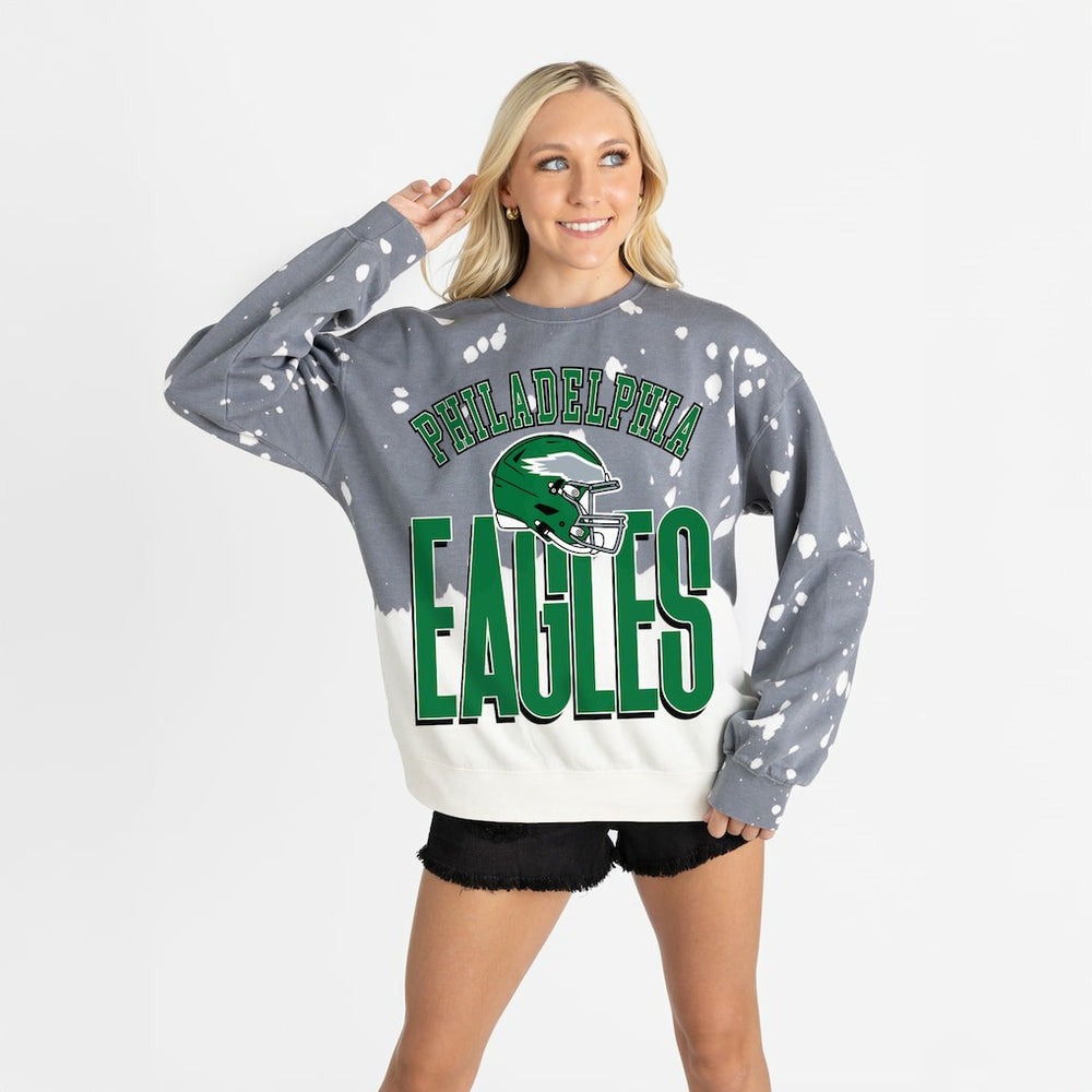 Philadelphia Eagles Gameday Couture Women's Arch Rivals Faded Wash Sweatshirt - Gray Sweatshirts