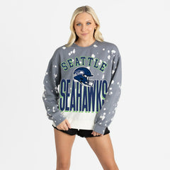 Seattle Seahawks Gameday Couture Women's Arch Rivals Faded Wash Sweatshirt - Gray Sweatshirts