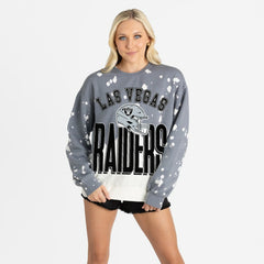 Las Vegas Raiders Gameday Couture Women's Arch Rivals Faded Wash Sweatshirt - Gray Sweatshirts