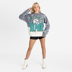 Miami Dolphins Gameday Couture Women's Arch Rivals Faded Wash Sweatshirt - Gray Sweatshirts