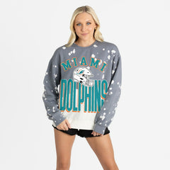 Miami Dolphins Gameday Couture Women's Arch Rivals Faded Wash Sweatshirt - Gray Sweatshirts
