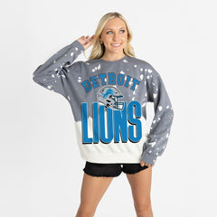 Detroit Lions Gameday Couture Women's Arch Rivals Faded Wash Sweatshirt - Gray Sweatshirts