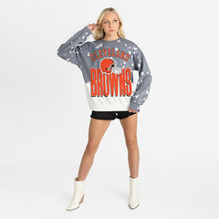Cleveland Browns Gameday Couture Women's Arch Rivals Faded Wash Sweatshirt - Gray Sweatshirts